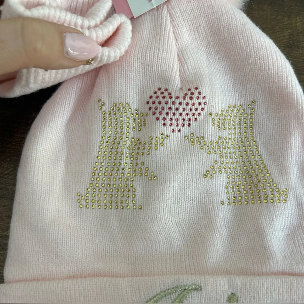 Juicy Couture Light Pink Beanie and Glove Set